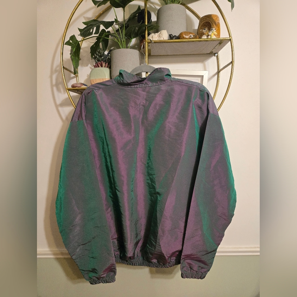 Vintage 90s Surf Style Irridescent Windbreaker Pullover - Picture 2 of 4